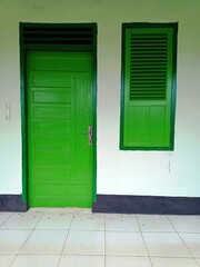 green old window and door