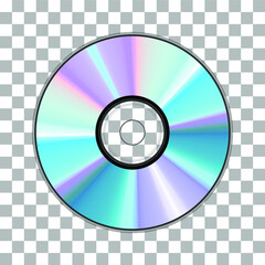 Compact Disk, CD, Laser disc DVD. Vector Illustration on transparent background.