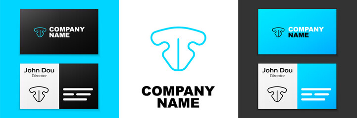 Blue line Cat nose icon isolated on white background. Logo design template element. Vector