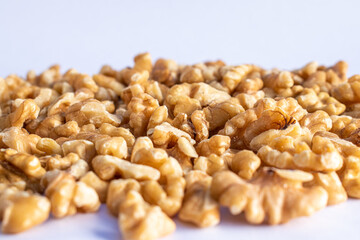 pile of walnuts isolated on white