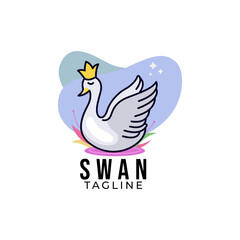 Flat swan logo design elements