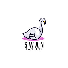 Flat swan logo design elements