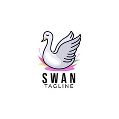 Fototapeta na wymiar Flat swan logo design elements