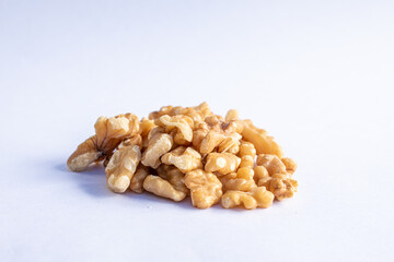 pile of walnuts isolated on white