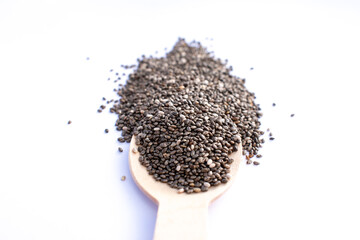 Chia seed in an ecological spoon isolated