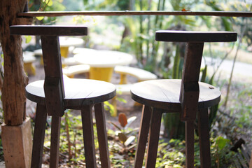 wooden chair on balcony terrace patio