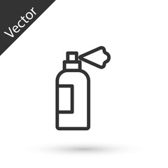 Grey line Pet shampoo icon isolated on white background. Pets care sign. Dog cleaning symbol. Vector