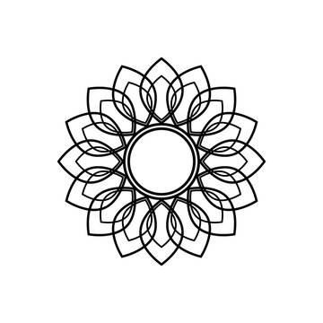 Black ornament on a white background. Stained-glass, coloring, stencil.