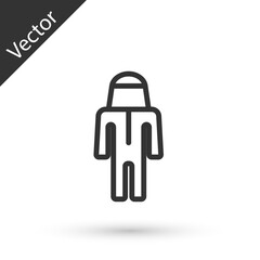 Grey line Beekeeper with protect hat icon isolated on white background. Special protective uniform. Vector
