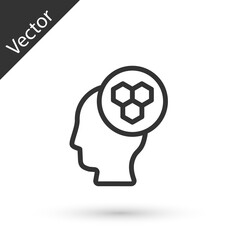 Grey line Beekeeper icon isolated on white background. Special protective uniform. Vector