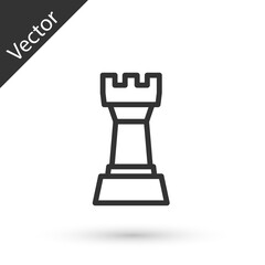 Grey line Chess icon isolated on white background. Business strategy. Game, management, finance. Vector