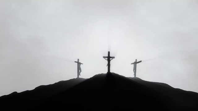 Animation of Golgotha hill from ancient Jerusalem. Concept of the Crucifixion of Christ. 
You can use different blending modes for adding to your composition.