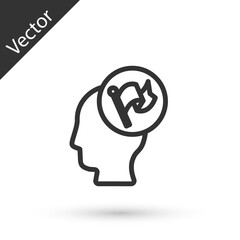 Grey line Hand holding flag icon isolated on white background. Victory, winning and conquer adversity concept. Vector