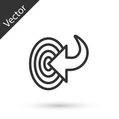 Grey line Target financial goal concept icon isolated on white background. Symbolic goals achievement, success. Vector