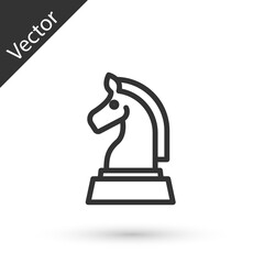 Grey line Chess icon isolated on white background. Business strategy. Game, management, finance. Vector