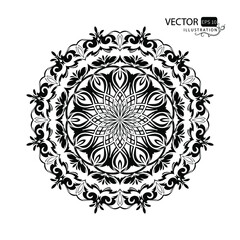 Mandala. Beautiful round pattern on white background. Oriental ornament. Arabesque. Vector illustration.