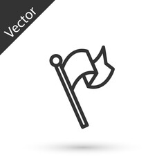 Grey line Flag icon isolated on white background. Victory, winning and conquer adversity concept. Vector
