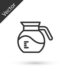 Grey line Coffee pot icon isolated on white background. Vector