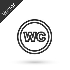 Grey line Toilet icon isolated on white background. WC sign. Washroom. Vector