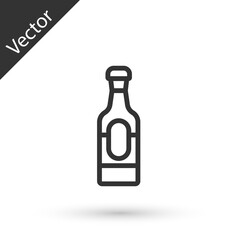 Grey line Wine bottle icon isolated on white background. Vector