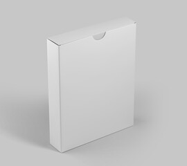 Blank Flat Carton cardboard Box Mockup, White Software Box, package, container, 3d rendering isolated on light background