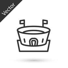 Grey line Baseball arena icon isolated on white background. Baseball field. Vector