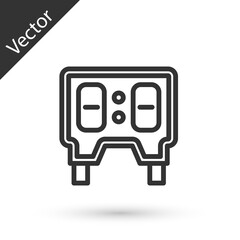 Grey line Sport baseball mechanical scoreboard and result display icon isolated on white background. Vector