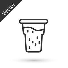 Grey line Glass of beer icon isolated on white background. Vector