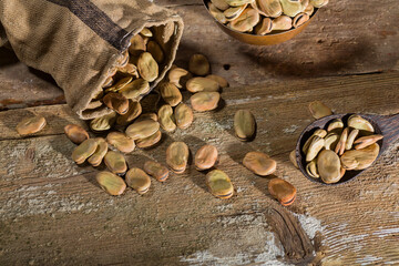 Top view of dried broad beans