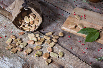 Close up of dried broad beans