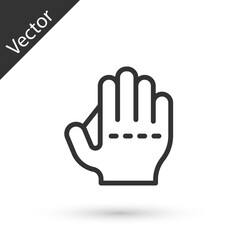 Grey line Baseball glove icon isolated on white background. Vector