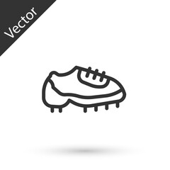 Grey line Baseball boot icon isolated on white background. Vector