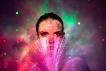 Galaktische Frau im cyber space