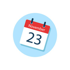 White daily calendar Icon November in a Flat Design style. Easy to edit Isolated vector Illustration.