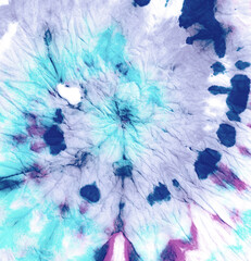 Psychedelic Shibori Kaleidoscope Hippie.  Tye Round Texture. Purple Kaleidoscope Hippie. Ikat 1970s Background. Apparel Kaleidoscope Hippie.  Cool Color Tye Pattern. 1960