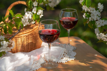 Wine Tasting Party in spring in the garden