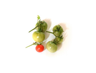 Isolated tomatoes on white background.