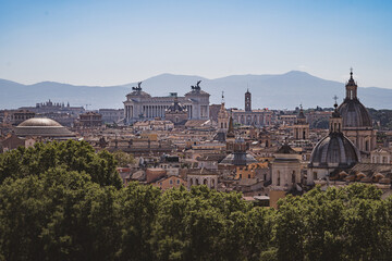 Fototapeta na wymiar Historical Landmarks Of Rome Seen From Castel Sant'angelo