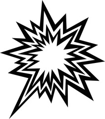 Vector illustration of flash of an explosion collision in black and white