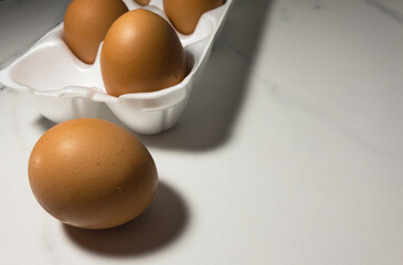 organic eggs on white background