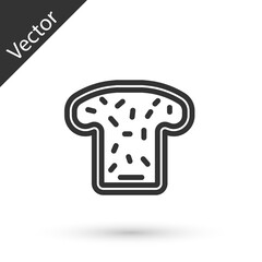 Grey line Bread toast for sandwich piece of roasted crouton icon isolated on white background. Lunch, dinner, breakfast snack. Vector