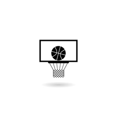 Simple basketball icon with shadow