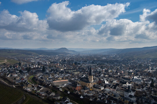 The view from above of the town of Bad Neuenahr Ahrweiler