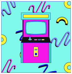 Maquina antigua de videojuegos cl&aacute;sicos arcade - vector