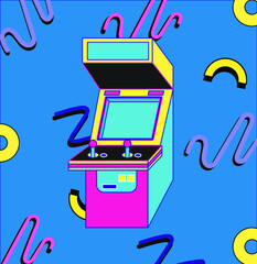 Maquina antigua de videojuegos clasicos arcade, para dos - vector