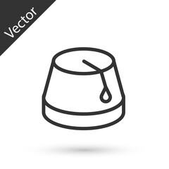 Grey line Turkish hat icon isolated on white background. Vector