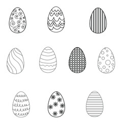 Set of Easter eggs decorated with ornaments. Happy Easter. Vector design.