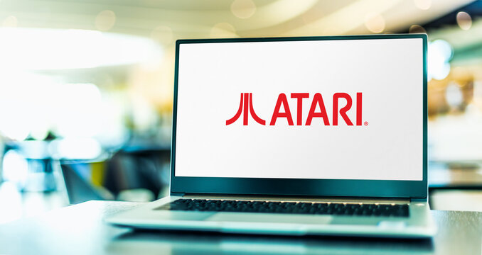 Laptop Computer Displaying Logo Of Atari