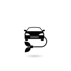 Electric car icon with shadow