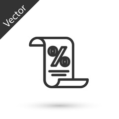 Grey line Finance document icon isolated on white background. Paper bank document for invoice or bill concept. Vector